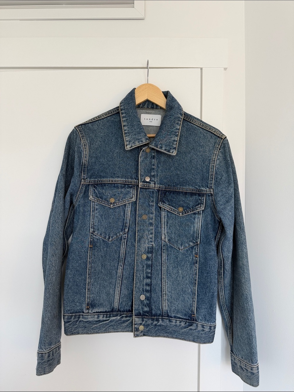 Sandro Men's Denim Jacket in Medium Blue